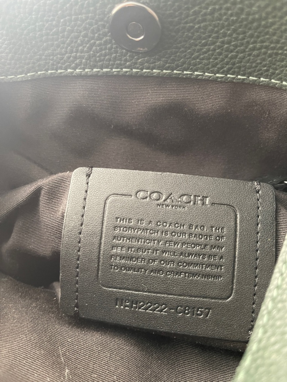 Coach Pebbled Leather Tote in Forest Green - Picture 2 of 15